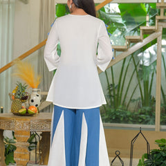 Off-White and Blue Cotton Premium And Elegant Kurta Sets For Women