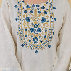 Blue Embroidered Cotton Co-Ord Set with Palazzo