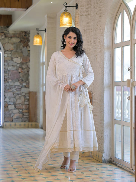 off-white-cotton- schiffly premium-and-elegant-kurta-sets-for-women