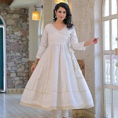off-white-cotton- schiffly premium-and-elegant-kurta-sets-for-women