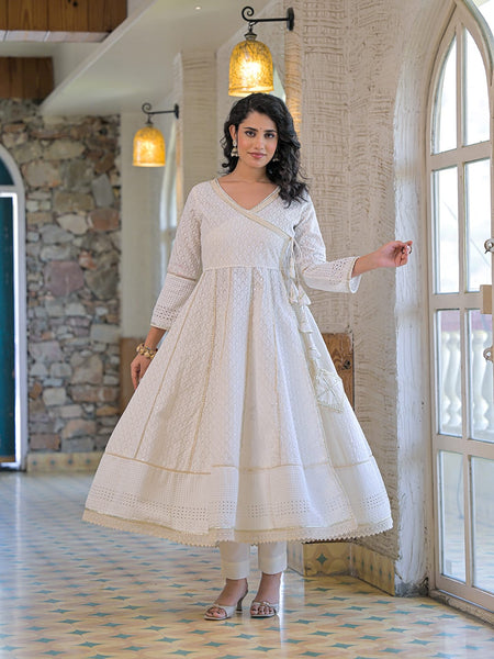 off-white-cotton- schiffly premium-and-elegant-kurta-sets-for-women
