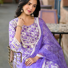 Purple Cotton Premium And Elegant Kurta Sets For Women