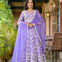 Purple Cotton Premium And Elegant Kurta Sets For Women