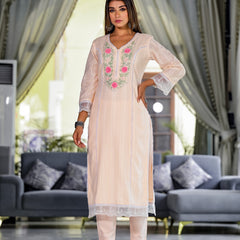 Peach Cotton Premium And Elegant Kurta Sets For Women