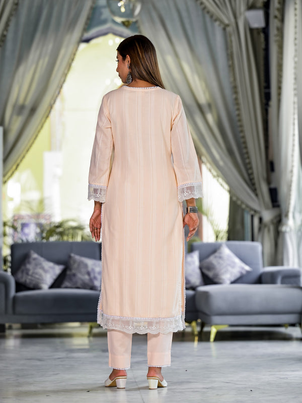 Peach Cotton Premium And Elegant Kurta Sets For Women