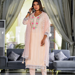 Peach Cotton Premium And Elegant Kurta Sets For Women