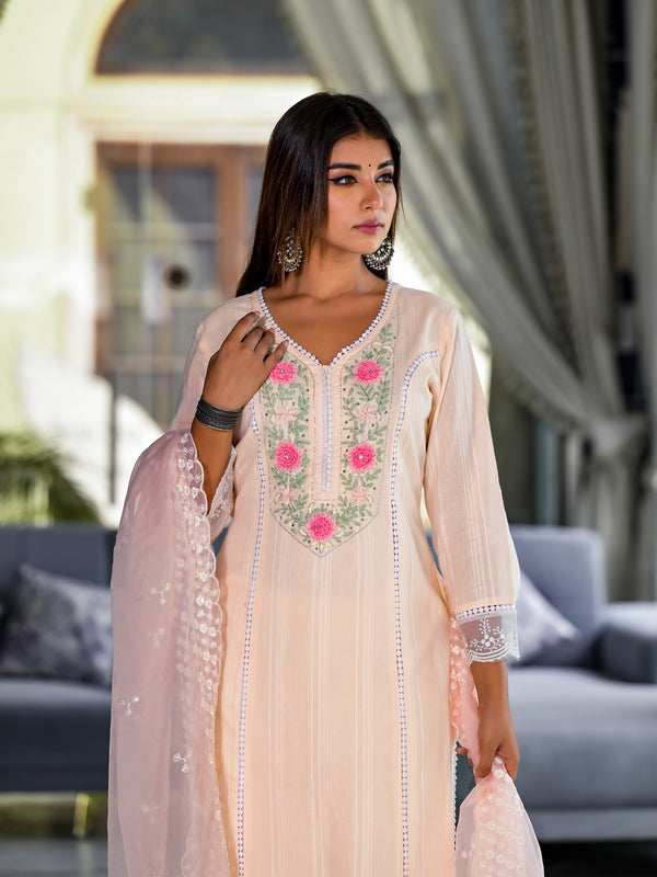 Peach Cotton Premium And Elegant Kurta Sets For Women