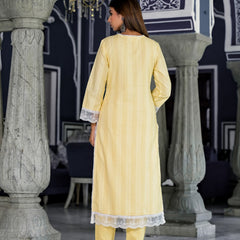 Yellow Cotton Premium And Elegant Kurta Sets For Women