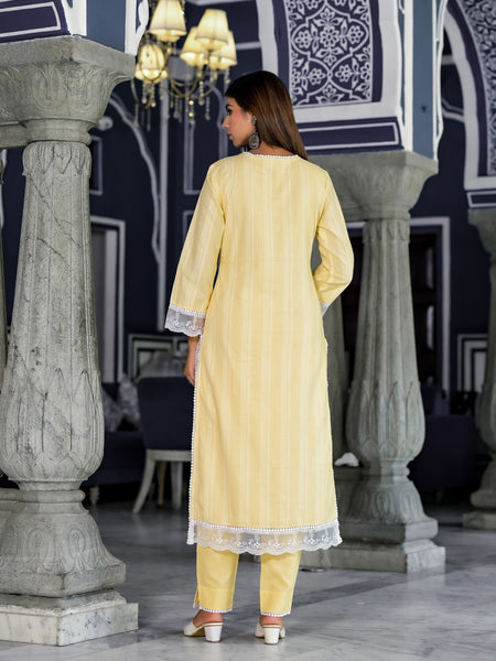 Yellow Cotton Premium And Elegant Kurta Sets For Women