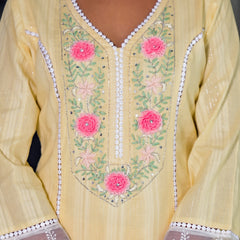 Yellow Cotton Premium And Elegant Kurta Sets For Women
