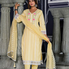 Yellow Cotton Premium And Elegant Kurta Sets For Women