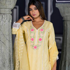 Yellow Cotton Premium And Elegant Kurta Sets For Women
