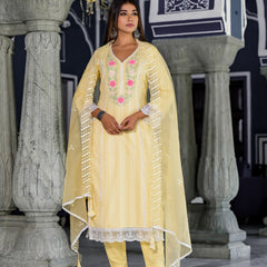 Yellow Cotton Premium And Elegant Kurta Sets For Women