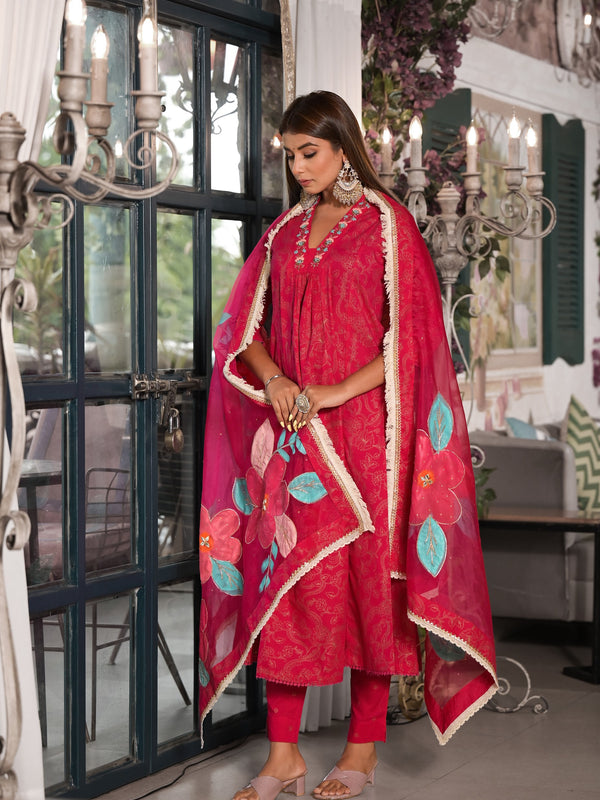Maroon Cotton Premium And Elegant Kurta Sets For Women