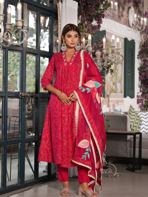 Maroon Cotton Premium And Elegant Kurta Sets For Women