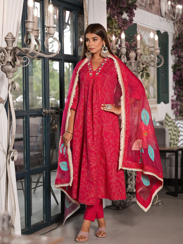 Maroon Cotton Premium And Elegant Kurta Sets For Women