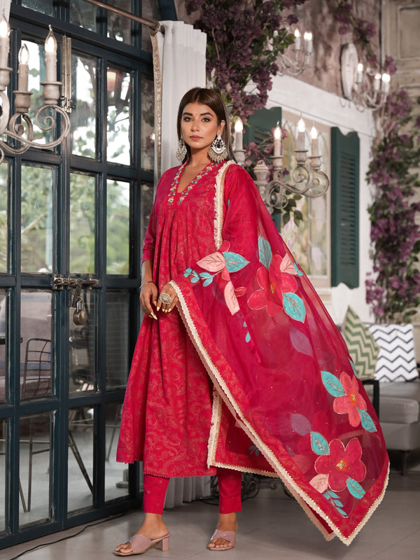 Maroon Cotton Premium And Elegant Kurta Sets For Women