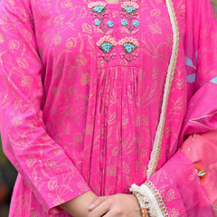 Pink Cotton Premium And Elegant Kurta Sets For Women