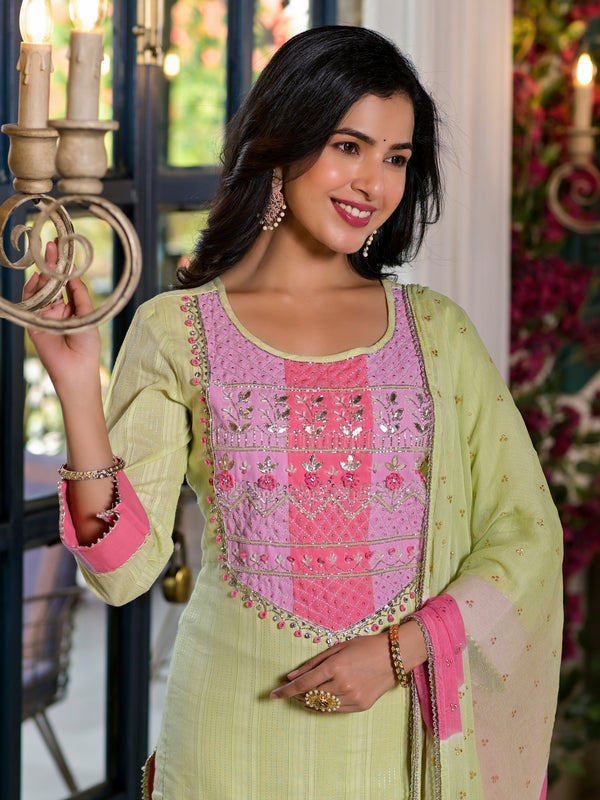 Green Cotton Premium And Elegant Kurta Sets For Women