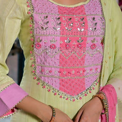 Green Cotton Premium And Elegant Kurta Sets For Women