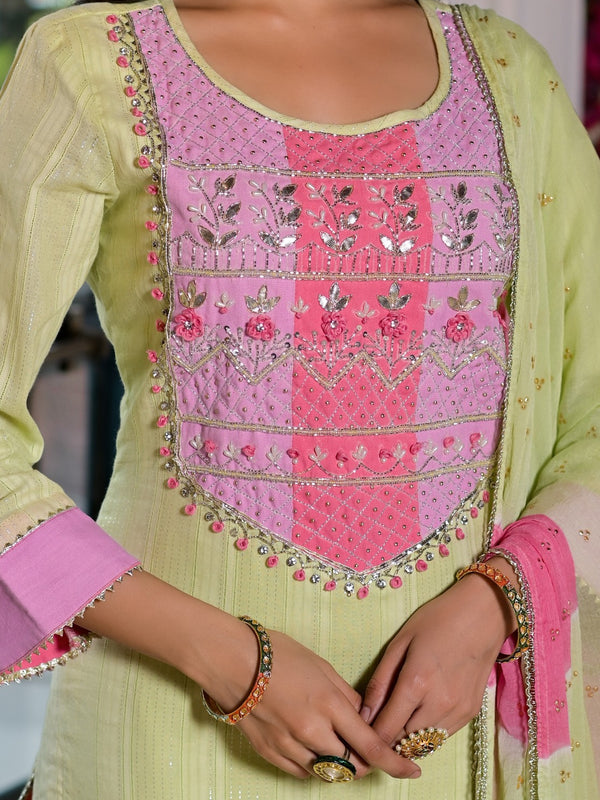 Green Cotton Premium And Elegant Kurta Sets For Women