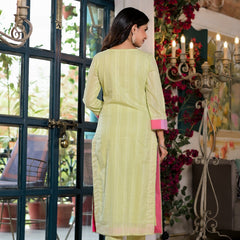 Green Cotton Premium And Elegant Kurta Sets For Women