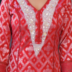Red Cotton Premium And Elegant Kurta Sets For Women