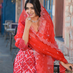Red Cotton Premium And Elegant Kurta Sets For Women