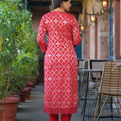 Red Cotton Premium And Elegant Kurta Sets For Women