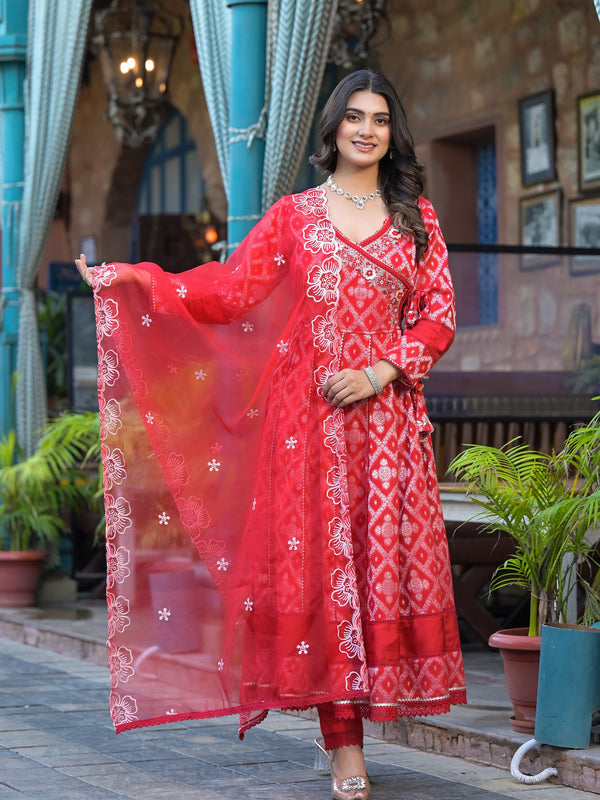 Premium Cotton Red Kurta Sets For Women