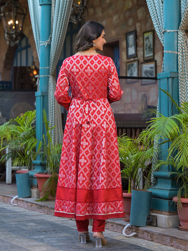 Premium Cotton Red Kurta Sets For Women