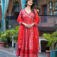 Premium Cotton Red Kurta Sets For Women