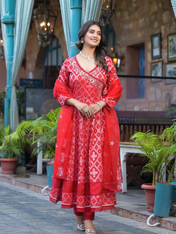 Premium Cotton Red Kurta Sets For Women