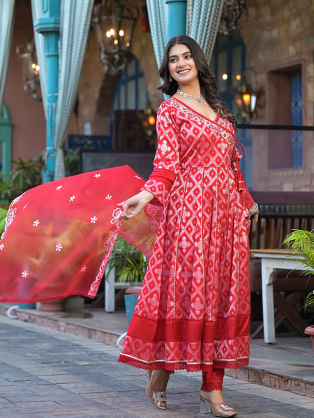 Premium Cotton Red Kurta Sets For Women