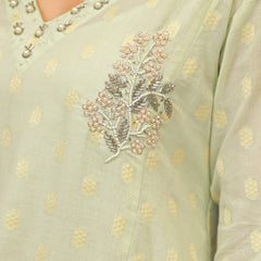 Mint Green Cotton Elegant Kurta Set For Women
