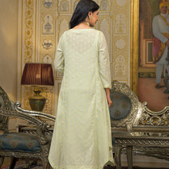 Mint Green Cotton Elegant Kurta Set For Women