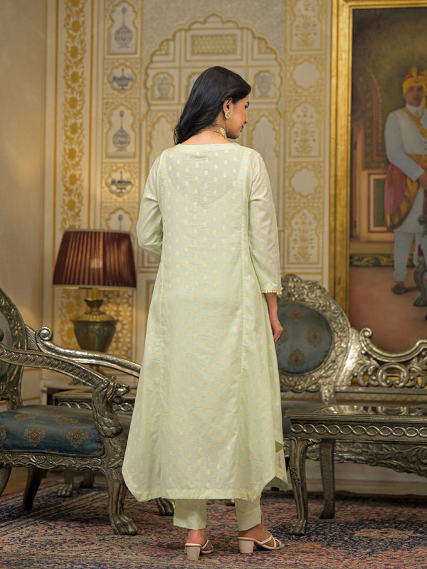 Mint Green Cotton Elegant Kurta Set For Women