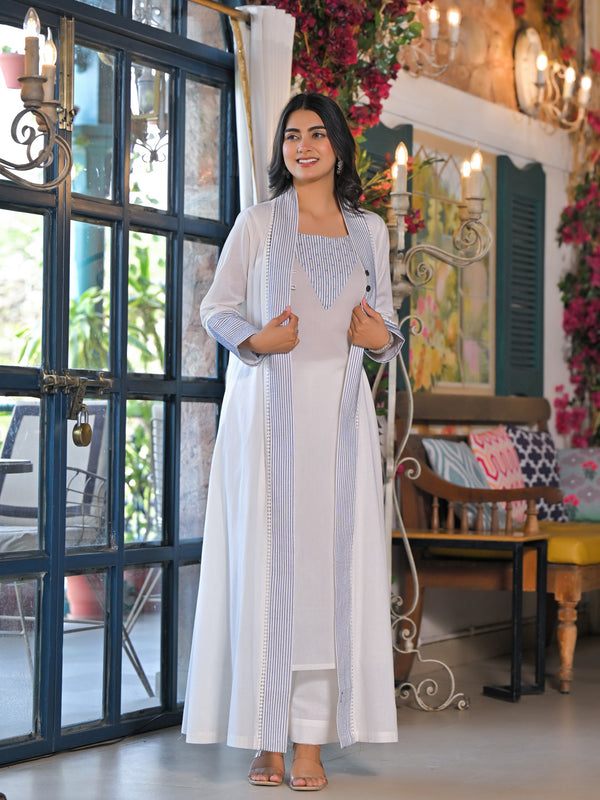 Blue Cotton Premium And Elegant Kurta Sets For Women