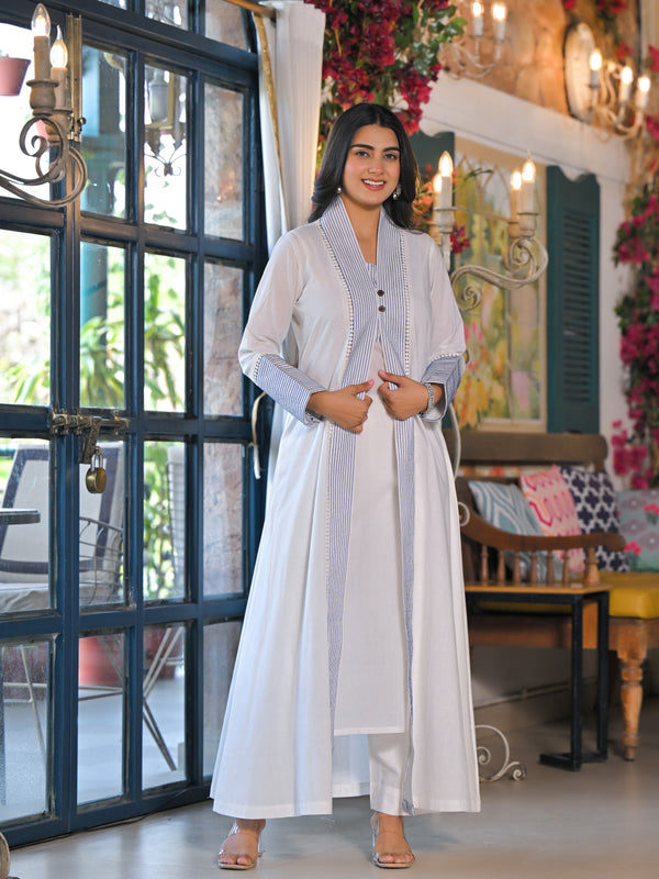 Blue Cotton Premium And Elegant Kurta Sets For Women