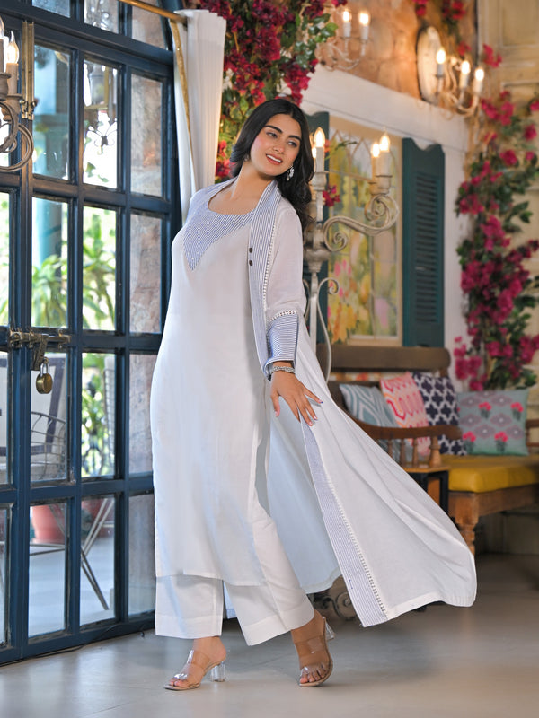 Blue Cotton Premium And Elegant Kurta Sets For Women
