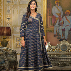 Navy Blue Cotton Premium And Elegant Kurta Sets For Women