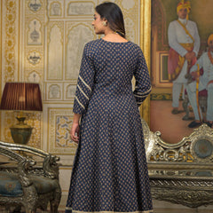 Navy Blue Cotton Premium And Elegant Kurta Sets For Women