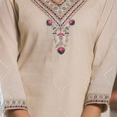 Off White Cotton Elegant Kurta Set For Women
