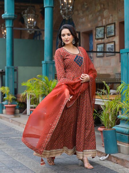 Maroon Cotton Premium And Elegant Kurta Sets For Women