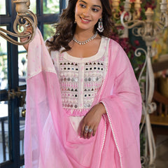 Pink Cotton Premium And Elegant Kurta Sets For Women