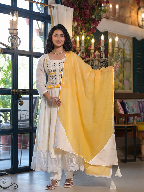 Premium Cotton Kurta Sets with Yellow Dupatta