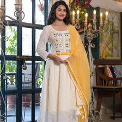 Premium Cotton Kurta Sets with Yellow Dupatta