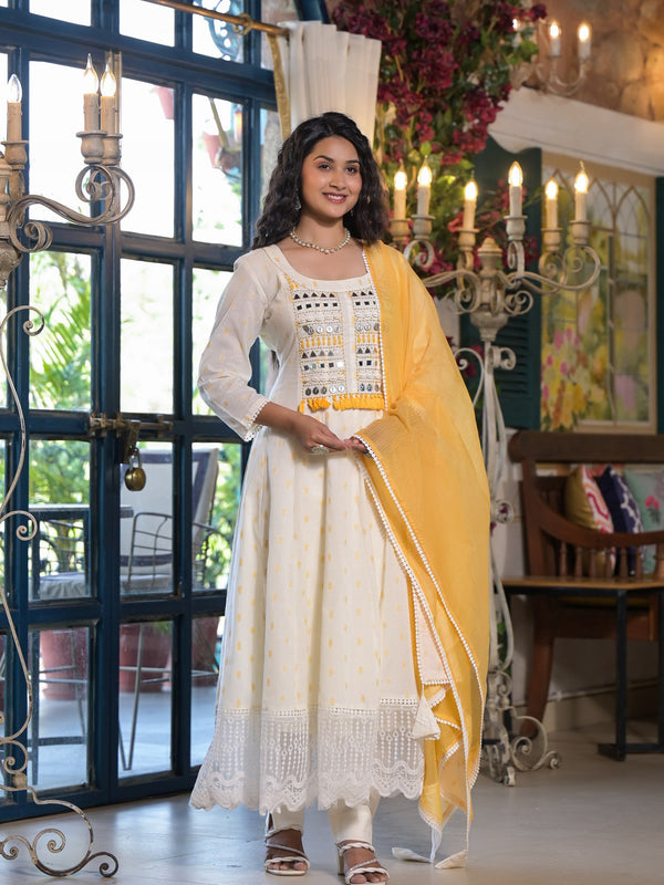 Premium Cotton Kurta Sets with Yellow Dupatta