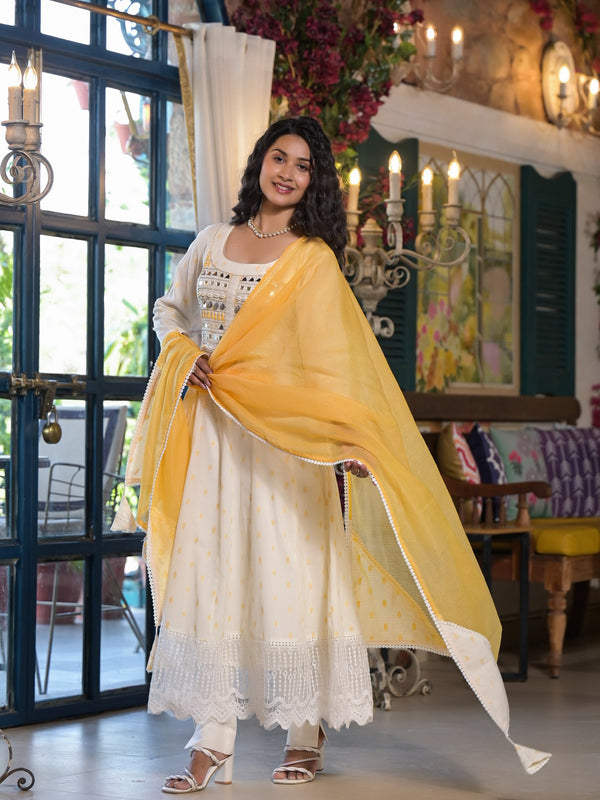 Premium Cotton Kurta Sets with Yellow Dupatta