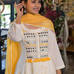 Premium Cotton Kurta Sets with Yellow Dupatta
